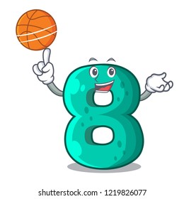 With basketball raster version cartoon shaped Number Eight