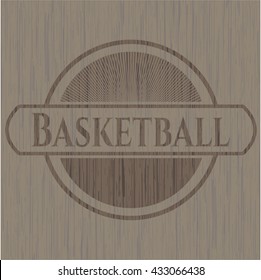 Basketball realistic wooden emblem