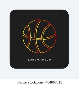 Basketball Red & Orange gradient attractive line thin icon / logo design