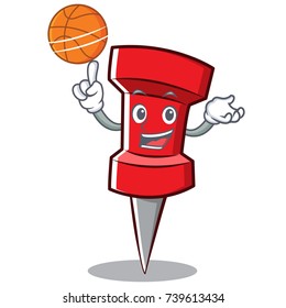 With basketball red pin character cartoon