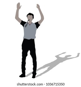 BASKETBALL REFEREE  WITH SHADOW, VECTOR