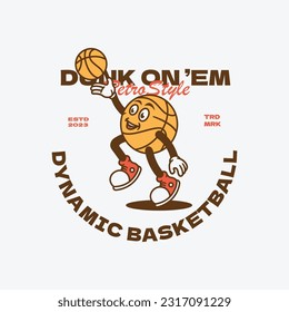 basketball Retro cartoon character illustration