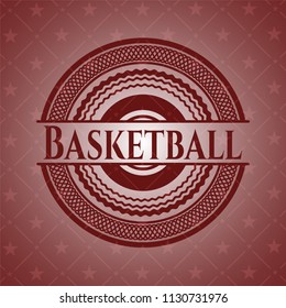Basketball retro style red emblem