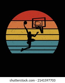 Basketball Retro Sunset Basketball tshirt design