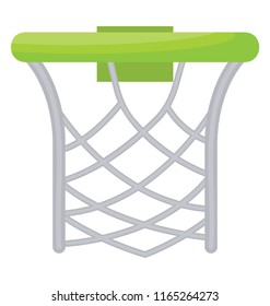 A basketball rim and net basketball hoop vector icon isolated on a white background