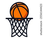 Basketball ring with ball isolated on white background
