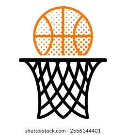 Basketball ring with ball isolated on white background

