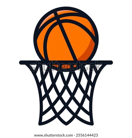 Basketball ring with ball isolated on white background
