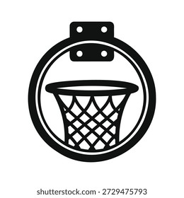 Diseño de Ilustración vectorial de silueta de icono de anillo de baloncesto