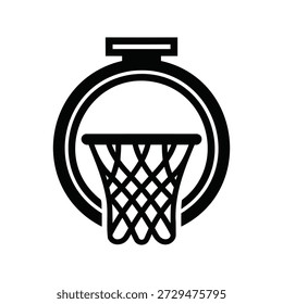 Vector aislado de la silueta del icono del anillo de baloncesto
