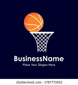 Basketball ring vector logo template with black background. Suitable for business, web, sport, tournament, health and art