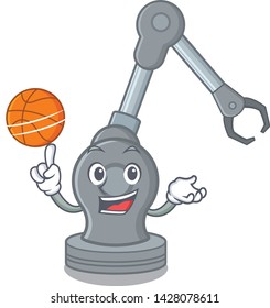 With basketball robotic arm machine isolated on character