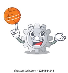 With basketball roda gear simple image on cartoon