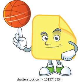 With basketball rounded sticker paper cartoon with mascot