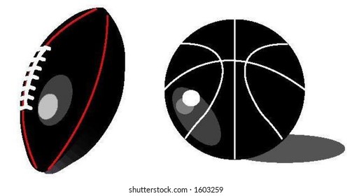 basketball and rugby ball