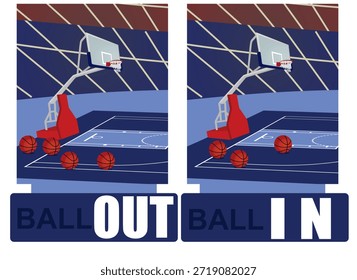 Regra de basquete de dentro ou fora da bola. vetor
