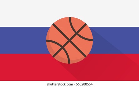 basketball with russia flag background