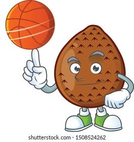 With basketball salak fruit cartoon character with mascot