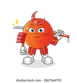 basketball samurai cartoon. cartoon mascot vector