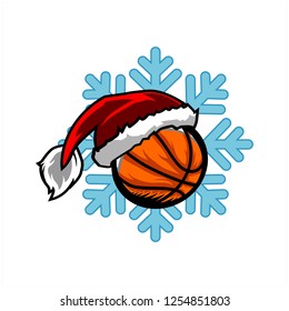 Basketball Santa Snow Flake Logo
