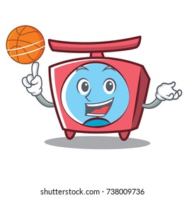 With basketball scale character cartoon style