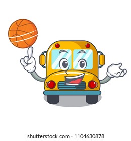 With basketball school bus character cartoon