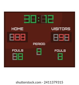 Basketball score board icon cartoon vector. Center play. Activity court trophy