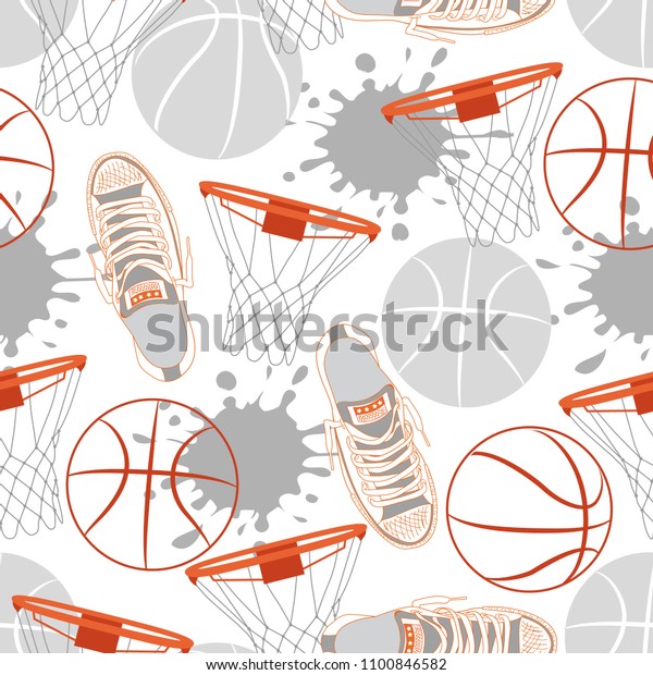 バスケットボールのテクスチャー ボールとシームレスなスポーツ柄 スポーツの背景 スポーツのクリエイティブグランジデザイン スポーツのベクター画像 バスケットボールのベクター画像 のベクター画像素材 ロイヤリティフリー