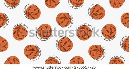 basketball seamless pattern illustration. basketball sport vector illustration.hand-drawn basketball illustration