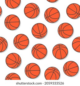 Basketball Nahtloses Muster auf weißem Hintergrund. Vektorgrafik des Basketballsymboles