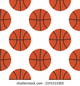 Basketball Seamless Pattern On White Background