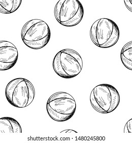 Basketball Seamless Pattern. Sketch Doodle Design. Vector Illustration.