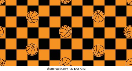 basketball seamless pattern vector checked ball sport cartoon scarf isolated repeat wallpaper tile background gift wrapping paper illustration doodle design