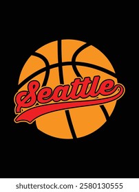 Basketball Seattle City Vintage Art File