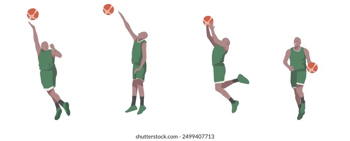 Conjunto de baloncesto Colección plana de dibujos animados sobre fondo blanco aislado