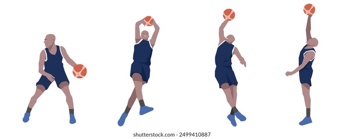 Basketball Set Collection Flat cartoon on isolated white background