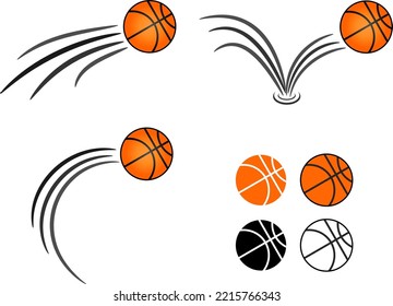 Basketball set collection. Basketball movement dribble shoot set. Vector illustration.