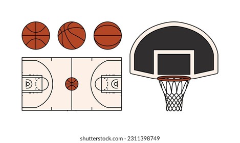 Basketball Set Court Backboard with Hoop and Sports Balls