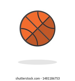 Basketball in shadow flat style isolated vector, Sports concept.