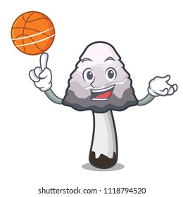 With basketball shaggy mane mushroom character cartoon