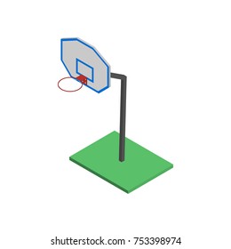 Basketball shield with a basket, isolated on white background. Element for the design of playgrounds and sports objects. Flat 3d isometric style, vector illustration.