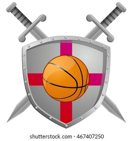 Basketball shield emblem vector