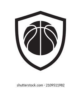 elemento de diseño del logotipo del escudo de baloncesto