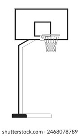 Basketball shield on pole black and white 2D line cartoon object. Ball game equipment. Hoop and goal isolated vector outline item. Sports ground outdoors monochromatic flat spot illustration