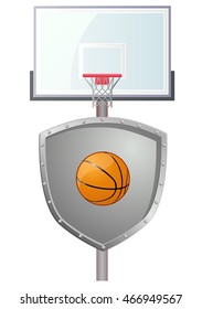 Basketball and shield symbolized as defence vector illustration