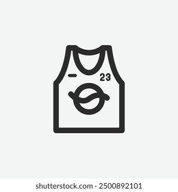 Basketball Shirt icon. Basketball Shirt isolated on white background. Basketball Shirt vector illustration. Sign. Symbol. Button. Element. Silhouette. Logo. web