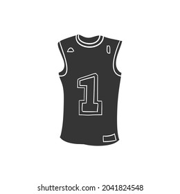 Basketball Shirt Icon Silhouette Illustration. Sport Apparel Vector Graphic Pictogram Symbol Clip Art. Doodle Sketch Black Sign.