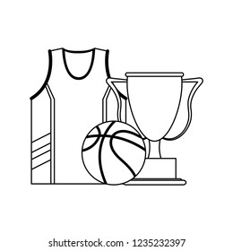 Basketball shirt and trophy cup black and white