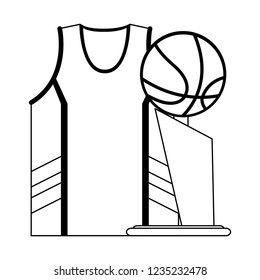 Basketball shirt and trophy cup black and white