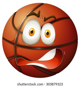 Basketball with shocking face illustration